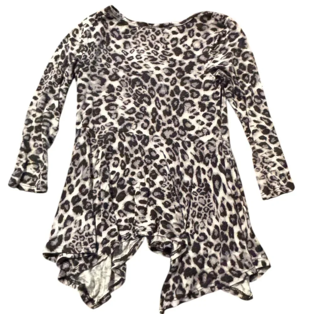 Jenna & Jesse girl's long sleeve‎ leopard print pink sequins heart shirt sz 5